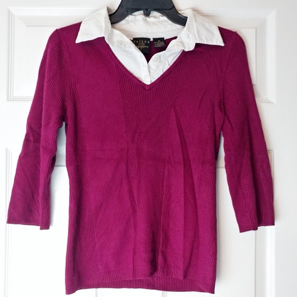 TAILOR B. MOSS Size M layered sweater blouse - Picture 2 of 5